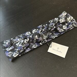 NWT Vera Bradley Black and Purple Floral Knotted Headband